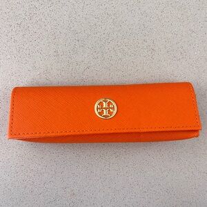 TORY BURCH ORANGE SMALL SKINNY AUTHENTIC EYEGLASSES CASE